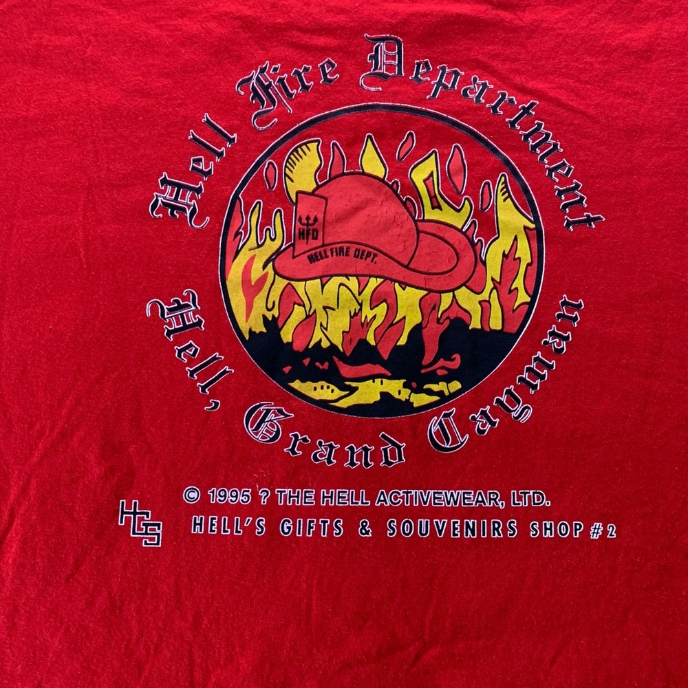 Vintage 1995 Hell Fire Department Grand Cayman Funny Oversized Unisex Tr… - Picture 10 of 16